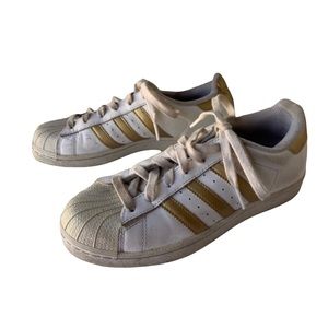 Gold Adidas Superstar Shoes